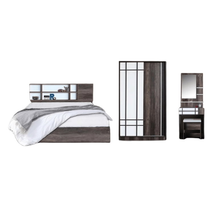 ชุดห้องนอน + ที่นอนสปริง 6 ฟุต WISDOM DESIGN FURNITURE รุ่น NANA-M สี มอคค่า/ขาว_0
